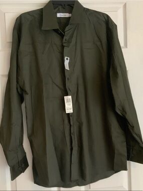 Calvin Klein Dark Olive Green Dress Shirt